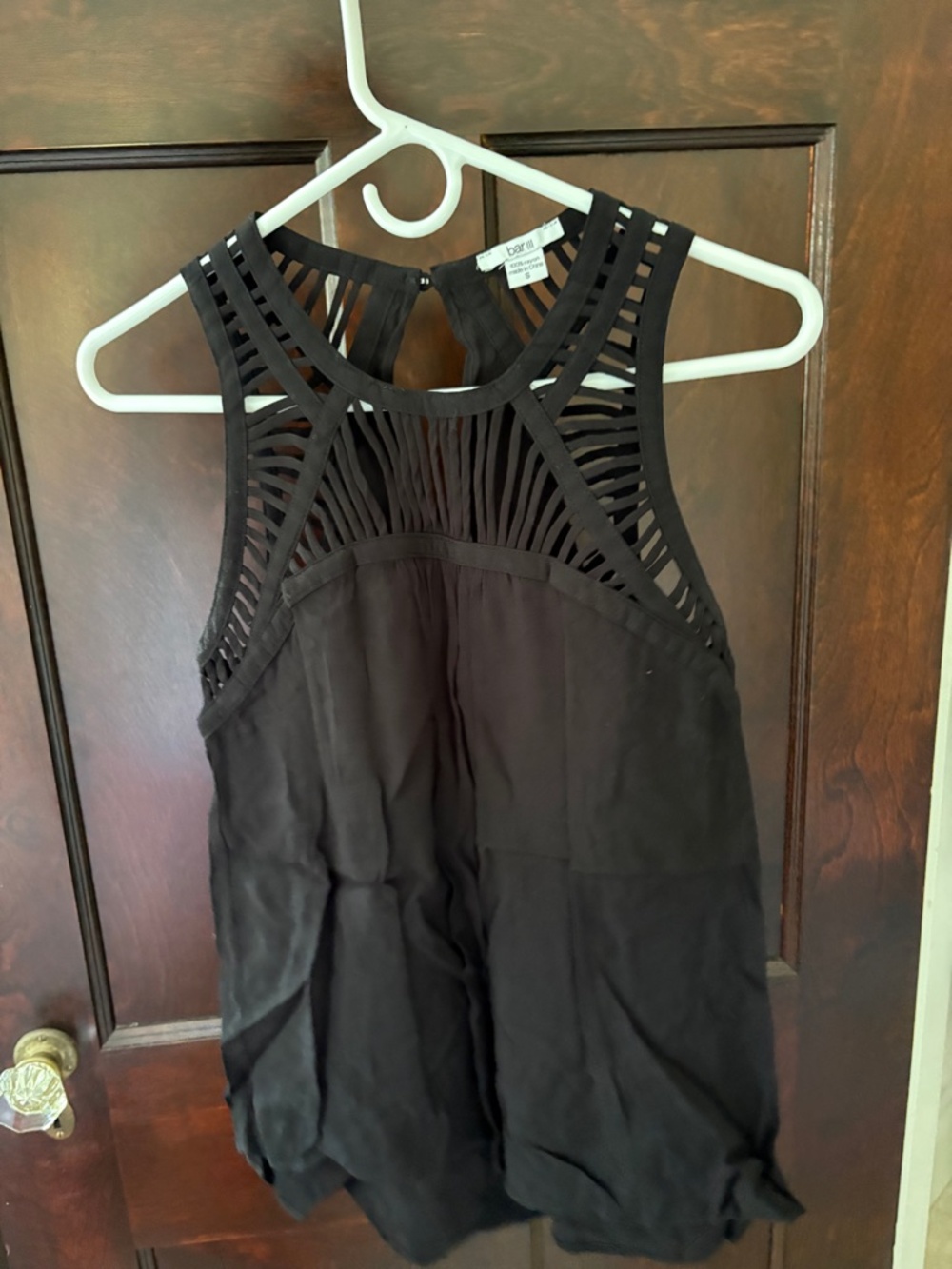 Bar III Black Tank Top Blouse with Upper Bodice Detail - Size Small